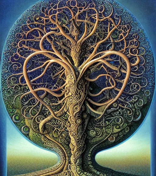 Image similar to tree of life by roger dean and andrew ferez, art forms of nature by ernst haeckel, divine chaos engine, symbolist, visionary, art nouveau, botanical fractal structures, organic, detailed, realistic, surreality