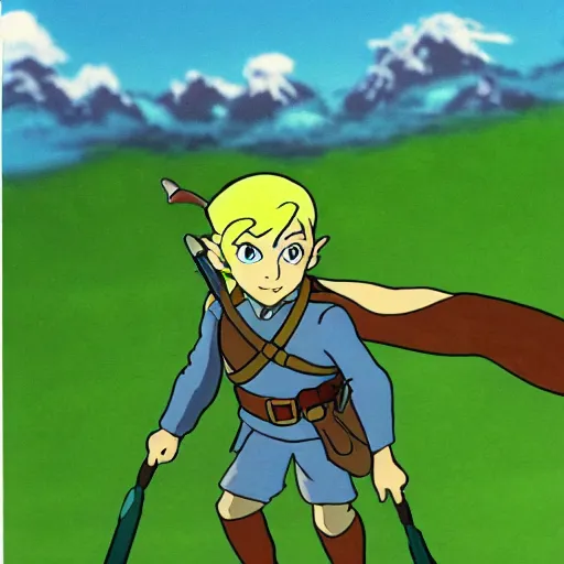 Prompt: cel - shaded image of joe biden legend of zelda, studio ghibli animation cel