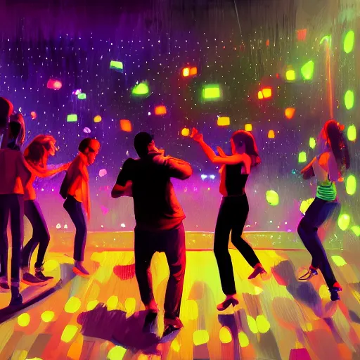 Prompt: young people dancing and drinking in a nightclub, partylights, beautiful people, by alena aenami, trending on artstation