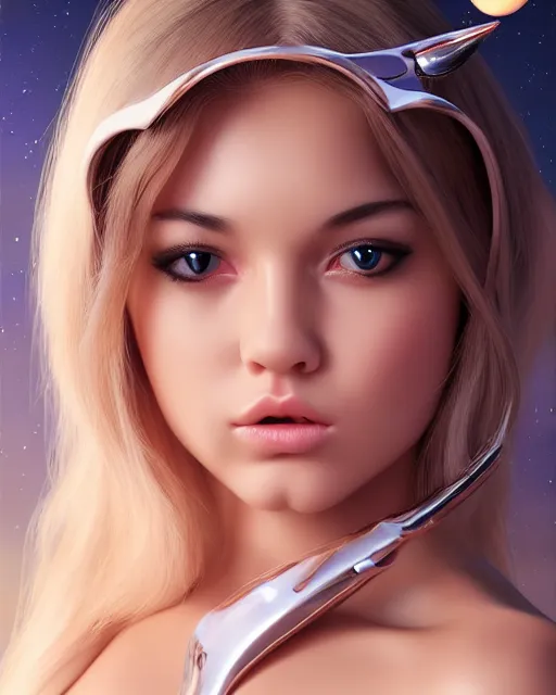 Image similar to a kitten on a rocket, photo, ultra detail, photoreal, professionally retouched, soft moonlight lighting, shiny plastic bikini, realistic, smooth face, goddess, luscious lips, perfect eyes, wide angle, sharp focus on eyes, 8 k high definition, insanely detailed, intricate, elegant, art by artgerm and wlop