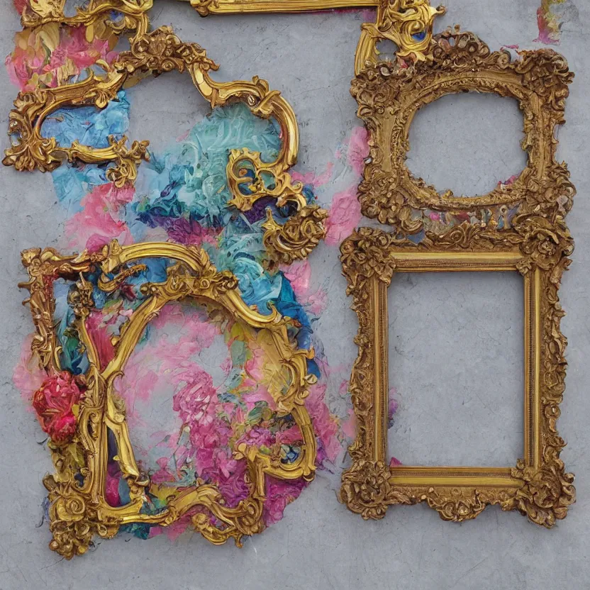 Prompt: colorful baroque frame