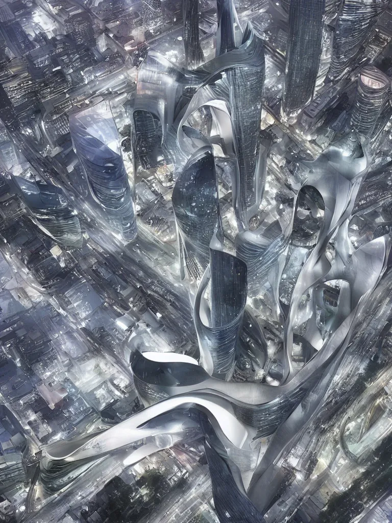 Image similar to a city designed by Zaha Hadid