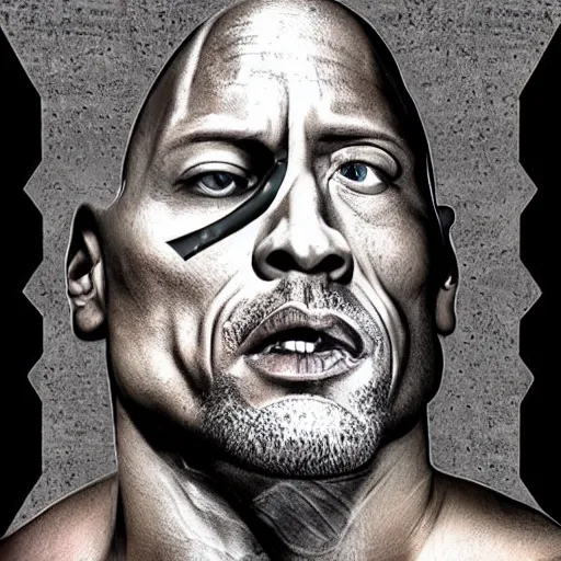Prompt: dwayne johnson made of stone