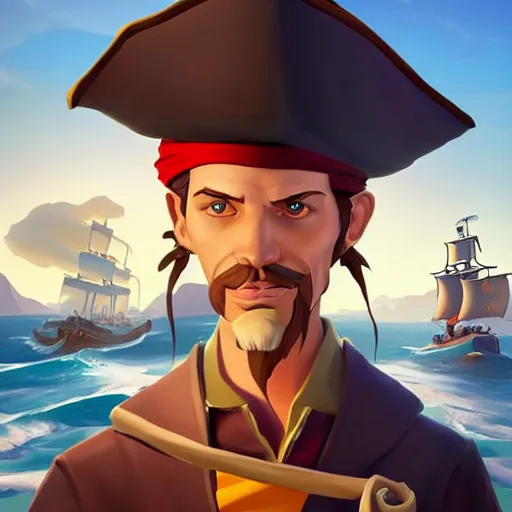 Image similar to painting jack the pirate on sea of thieves game avatar hero smooth face median photoshop filter cutout vector behance hd by jesper ejsing, by rhads, makoto shinkai and lois van baarle, ilya kuvshinov, rossdraws, illustration, art by ilya kuvshinov and gustav klimt