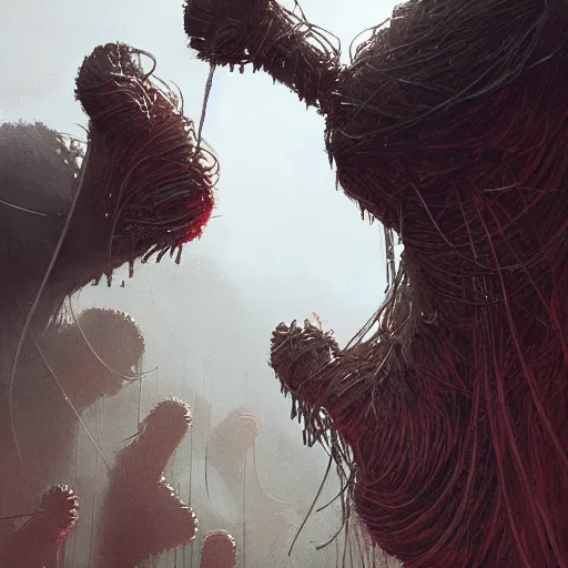 Image similar to Spaghetti monster, cinematic lighting, by Sparth and Greg Rutkowski, 8k, artstation, concept art