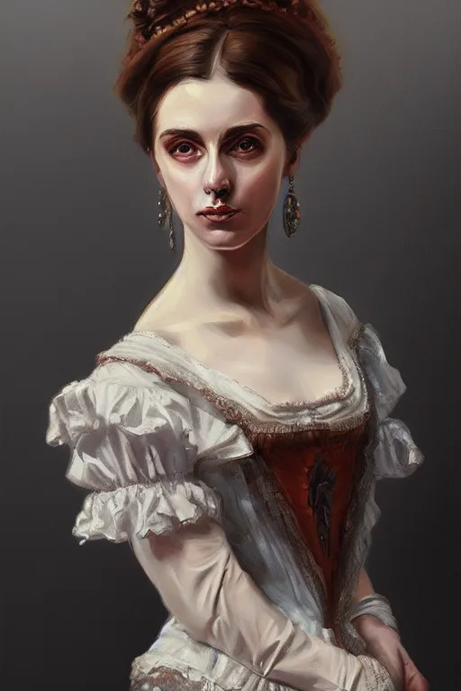 Image similar to victorian lady, painting by berta morizot, detailed art, artstation