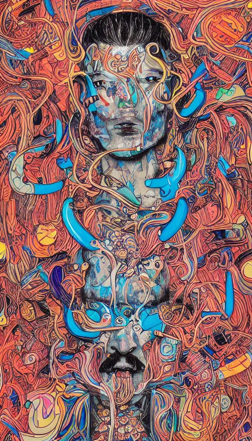 Image similar to portrait of a digital shaman, by james jean,
