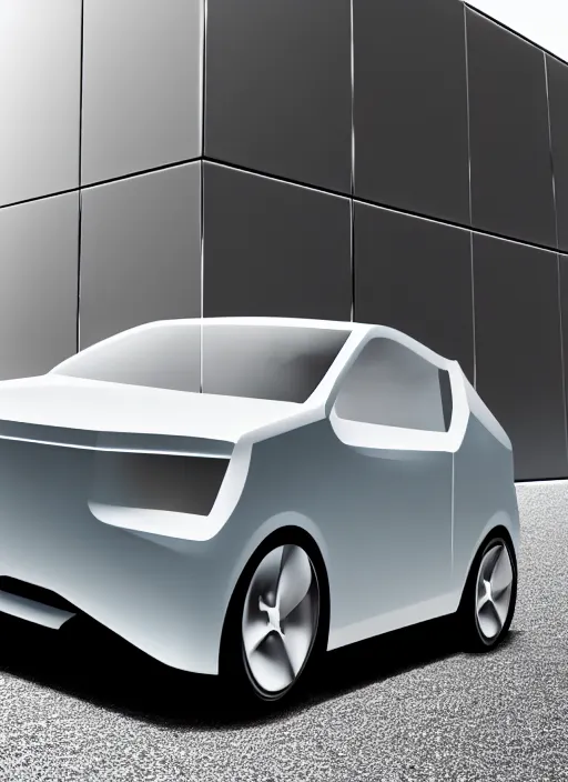 Prompt: clear photorealistic picture of a cube shaped car