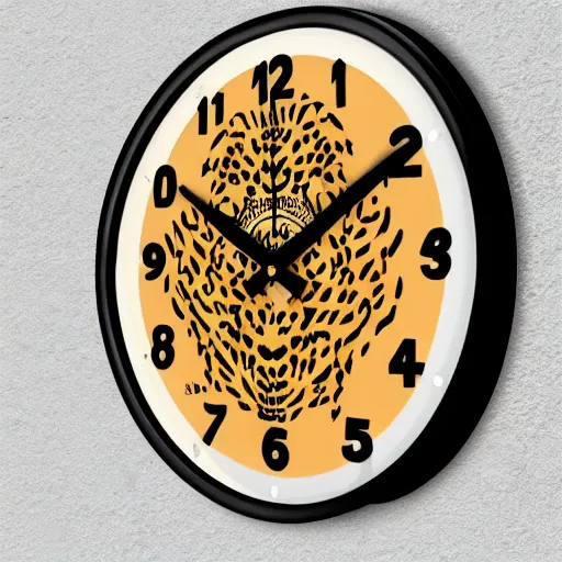 Prompt: clock on the wall showing 2 3 : 4 8 behind a new born baby girl in a tiger patterned outfit