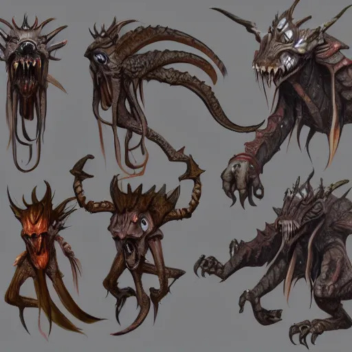 Image similar to detailed creature design for dungeons and dragons. Concept art, digital painting