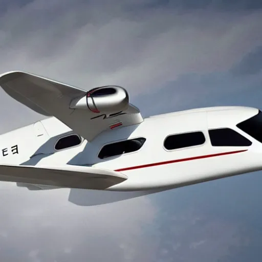 Prompt: a plane designed by Tesla, Inc. Promotional photo 2022