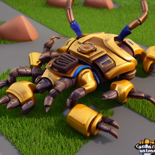 Image similar to a clash royale unit model of a mechanical scorpion, 3d, 8k, very detailed