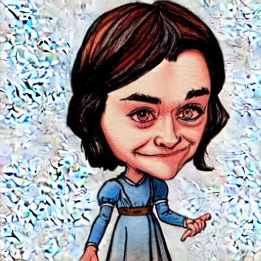 Prompt: caricature of arya stark by Mort Drucker, mad magazine, colored with watercolor, artstation