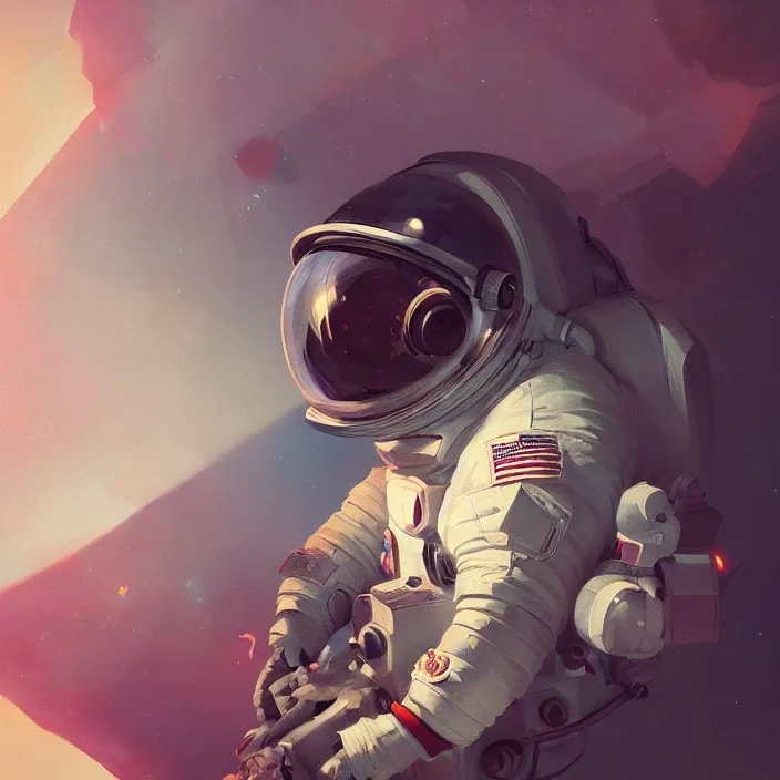 Image similar to a beautiful painting of a astronaut by sergey kolesov and pascal blanche and greg rutkowski. in style of digital art. colorful comic, symmetry, hyper detailed. octane render. trending on artstation