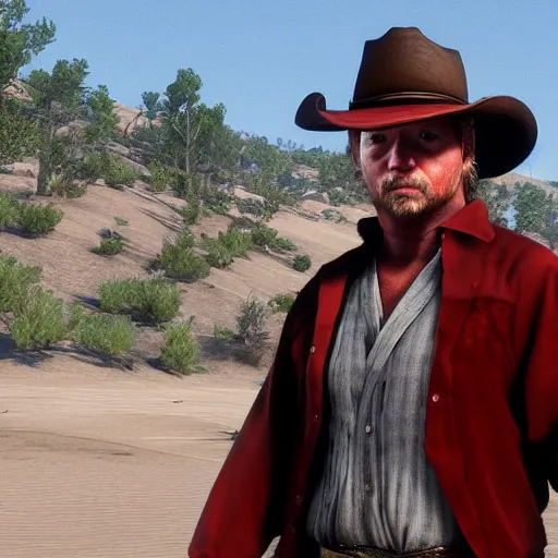 Prompt: william katt in red dead redemption 2, character render, full body shot, highly detailed, in game render