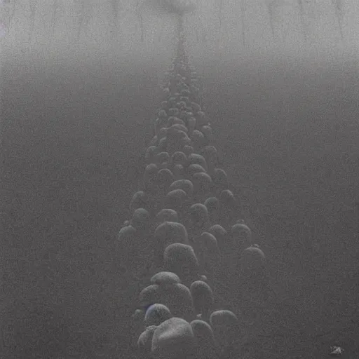Prompt: Beautiful Liminal Grainy foggy disposable-camera Photograph of a infinite infinite infinite Town with many potatoes potatoes potatoes potatoes on the floor zdzisław Beksiński
