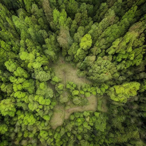 Image similar to small monsters in forest, aerial photography