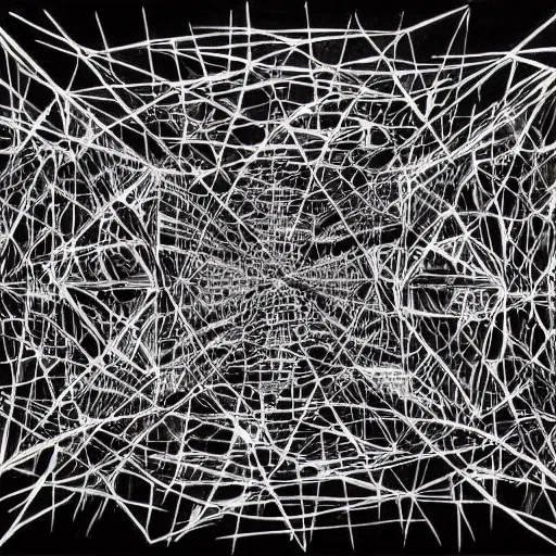 Prompt: abstract black and white concept art graphic painting illustrating transformer network, overcomplicated, math inspired, hyper detailed, psychodelic, creepy