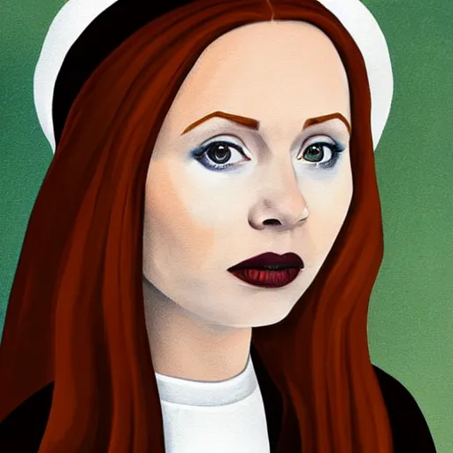 Image similar to karen gillian as a nun, painted by Edward Poyner