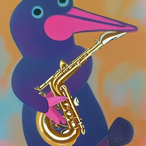 Image similar to birdo playing the saxophone