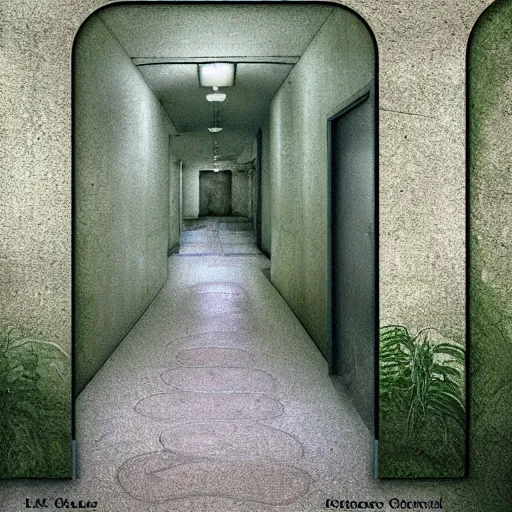 Image similar to overgrown hallway immaculate scale matte painting