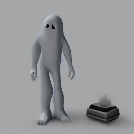 Image similar to a spooky ghost. playstation 1 3 d model.