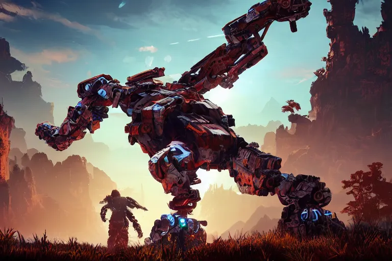 Image similar to scrapper machine mecanical creature robot of horizon forbidden west horizon zero dawn bioluminiscence global illumination ray tracing hdr fanart arstation by ian pesty and alena aenami artworks in 4 k