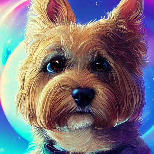 Prompt: portrait of a beautiful cute dog falling into the third dimension by Ross Tran, 4k, intricate details