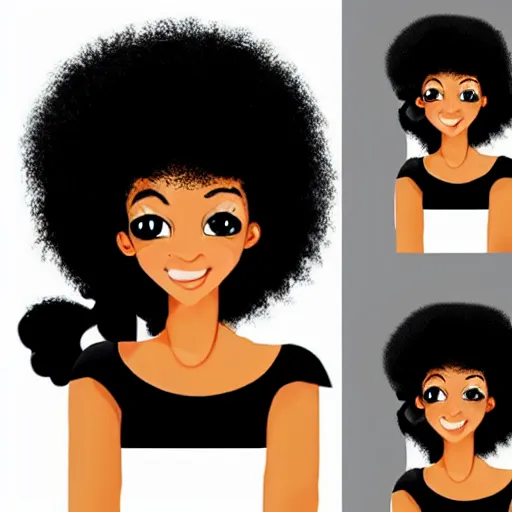 Image similar to a cute 2 d hair barrette character, afro, design, detailed