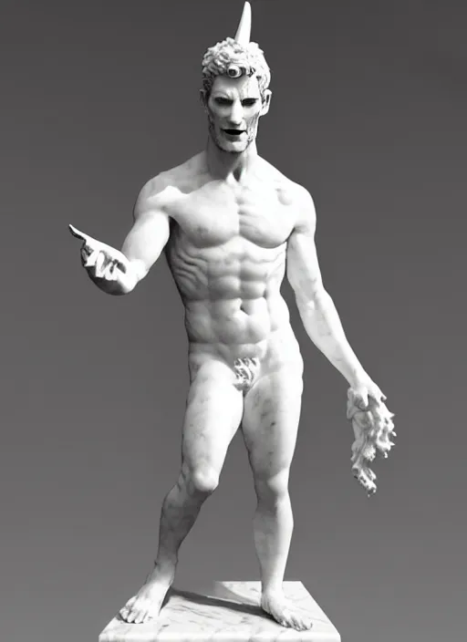 Image similar to modern marble statue of tom ellis ( lucifer ) as a demon