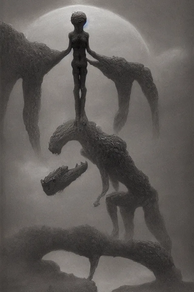 Prompt: a giant cute monster 4k by zdzisław beksiński