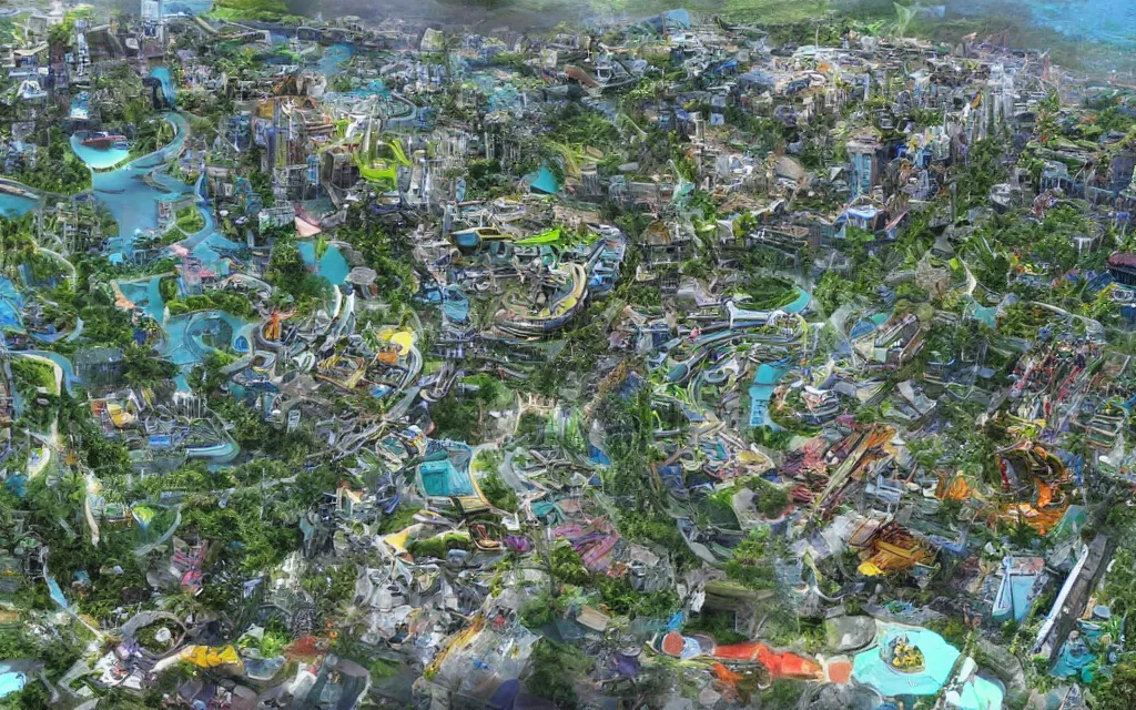 Image similar to future city of denpasar bali in the year 3 0 0 0, perfect faces.