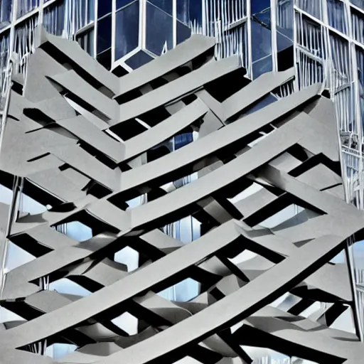 Image similar to Architectural structures composed of many different innovate materials. Photography.