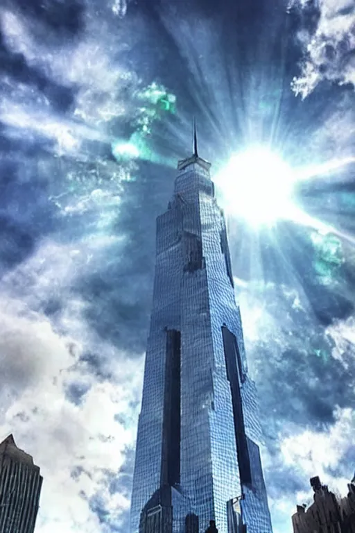 Image similar to giant alien spaceship in the sky of New York, a photo taken on iPhone, photo taken from the ground, social media