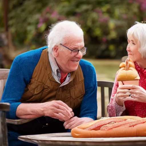 Image similar to a movie still from the antiques roadshow, old people discussing a priceless hot dog, uhd, 8k,