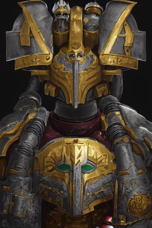 Image similar to armor portrait heros warhammer 4 0 k horus heresy fanart - the primarchs emperor by johannes helgeson animated with vfx concept artist & illustrator global illumination ray tracing hdr fanart arstation zbrush central hardmesh 8 k octane renderer comics stylized