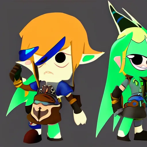 Prompt: toon link and toon midna