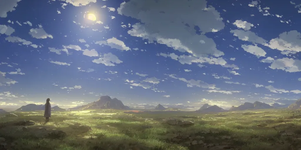 Image similar to a stunning biblical landscape by makoto shinkai