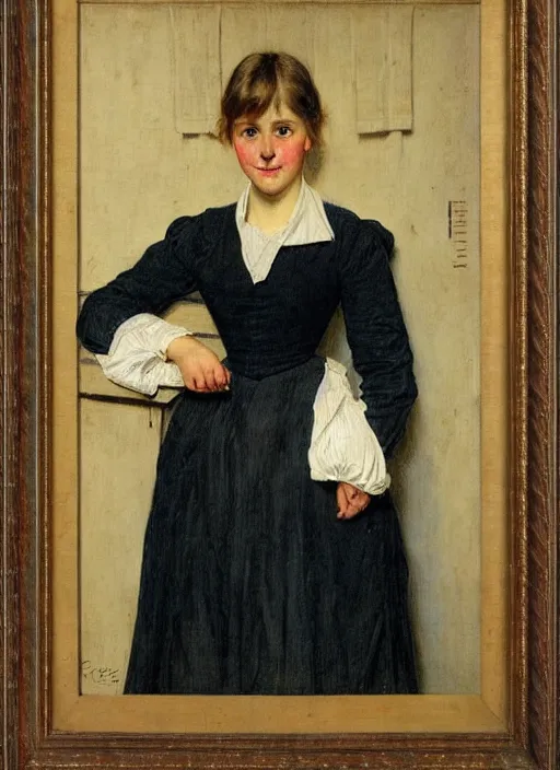 Prompt: a portrait of a pretty young lady by albrecht anker
