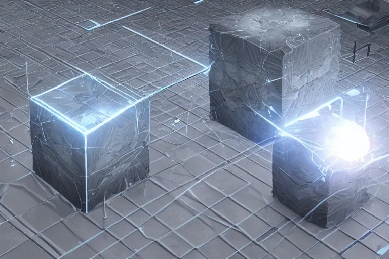 Prompt: Physics-based tesseract in the style of Unreal Engine with ambient occlusion, photorealistic, hard surface, 8k