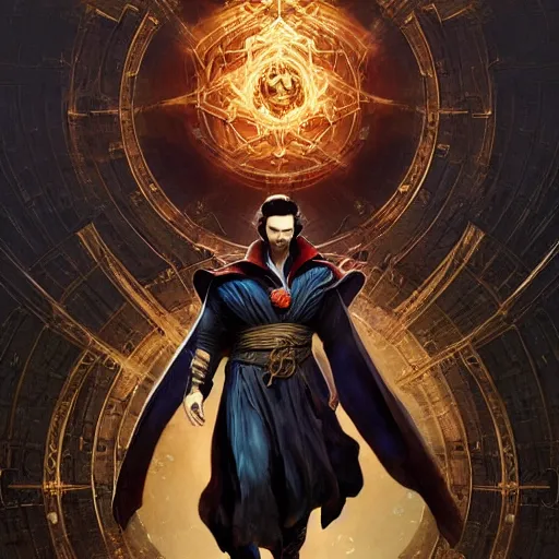 Prompt: Dr strange as a character in Diablo 3, gorgeous, beautiful, intricate, highly detailed, digital painting, artstation, oppressive lighting, concept art, sharp focus, illustration, art by greg rutkowski and alphonse mucha