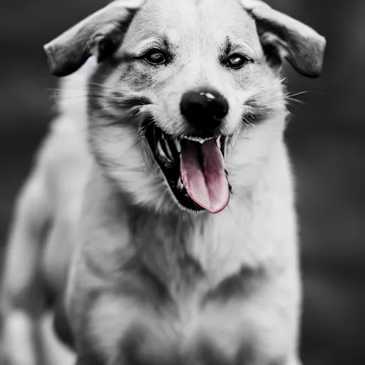 Image similar to A dog eating a banana, (EOS 5DS R, ISO100, f/8, 1/125, 84mm, postprocessed, crisp face, facial features)