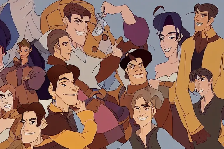 Prompt: a diverse group of character designs in the style of Treasure Planet