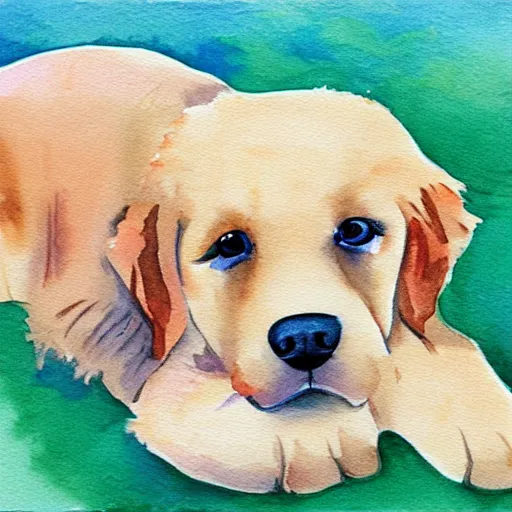 Image similar to cute golden retriever watercolor