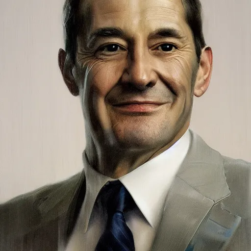 Image similar to barry clamp corporate portrait, professional profile photo, hyperreal photo portrait by jonathan yeo, by craig wiley, by david dawson, professional studio lighting, detailed realistic facial features