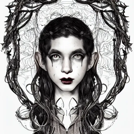 Image similar to the portrait of an absurdly beautiful, graceful, elegant, and sophisticated young vampire girlmade of bulbs of garlic, an ultrafine detailed illustration by james jean, intricate linework, bright colors, final fantasy, behance contest winner, vanitas, angular, altermodern, unreal engine 5 highly rendered, global illumination, radiant light, detailed and intricate environment