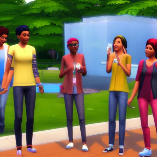 Image similar to of a new sims 4 expansion pack for sims 4 into the future