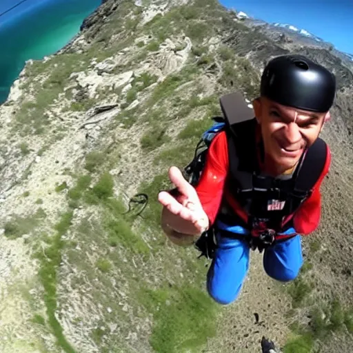 Image similar to GoPro video of Mr Bean base jumping