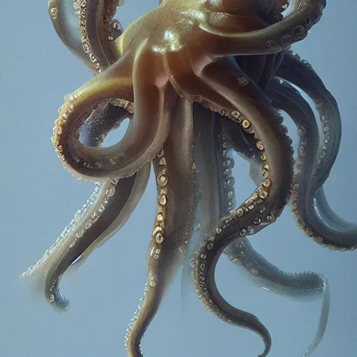 Image similar to thick translucent octopus tentacles by ruan jia, wayne barlow, photoreal