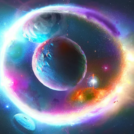 Image similar to realistic concept art for the entire universe uniting again into perfect love and pure consciousness, defeating the big bang!! final victory of order over disorder!! final defeat of entropy! end of time, galactic scale!! accurate physics mathematics, digital painting, artstation, smooth, sharp focus